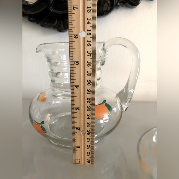 ANCHOR HOCKING Vintage Orange Juice Pitcher and 6 glasses. - Picture 7 of 8